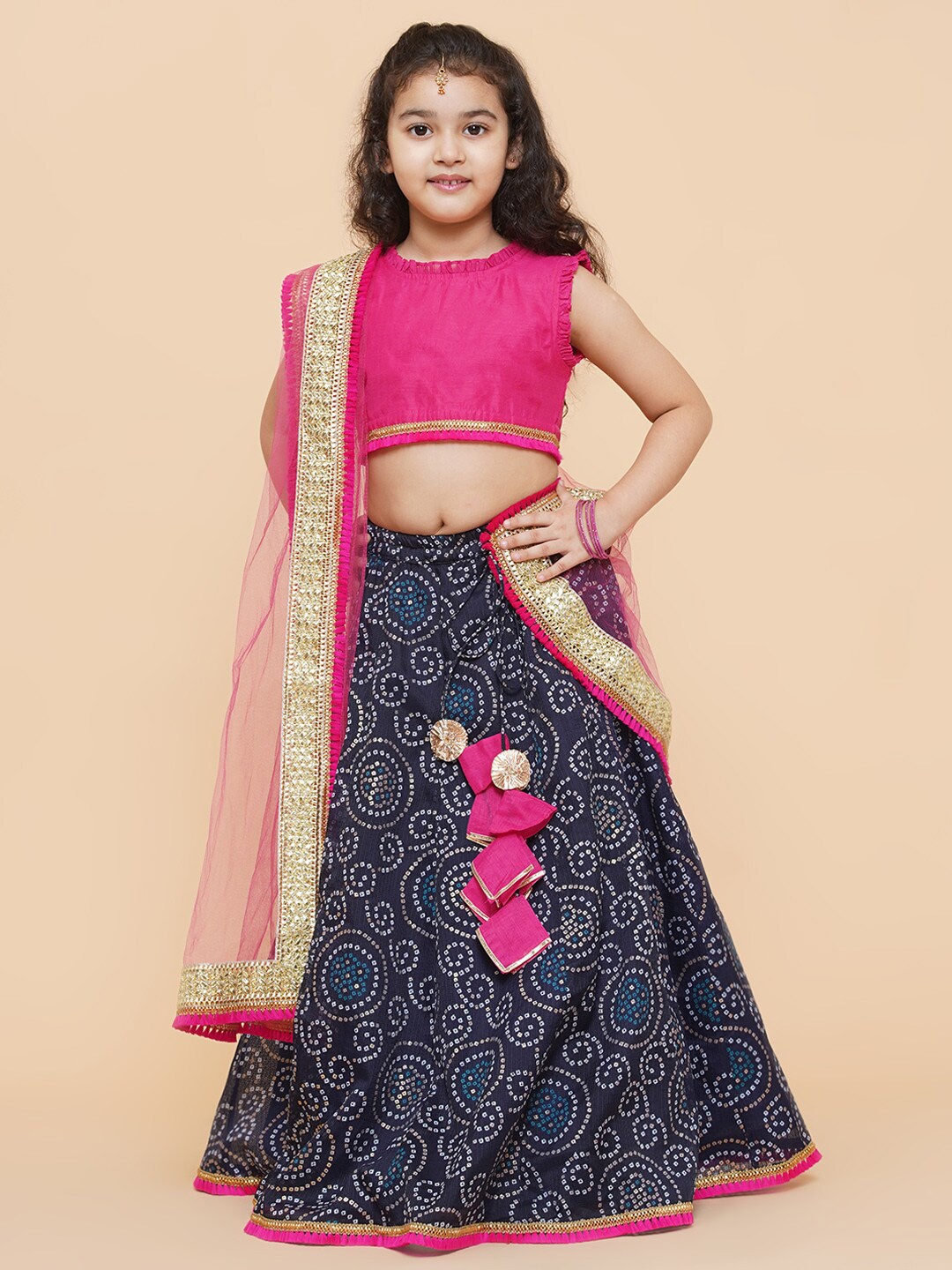 

Bitiya by Bhama Girls Ready to Wear Lehenga & Blouse With Dupatta, Pink