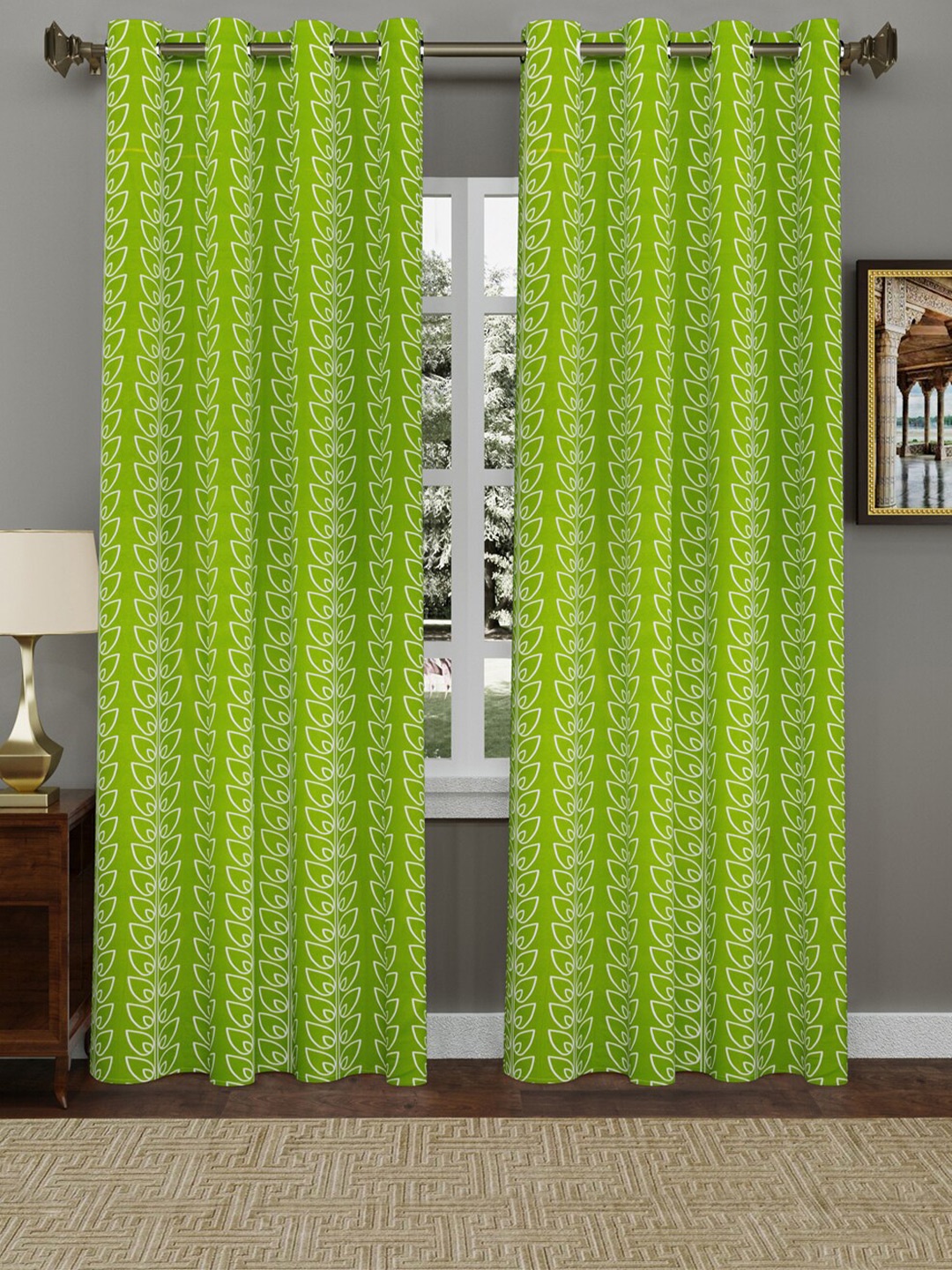 

Gulaab Jaipur Set of 2 Floral Door Curtain, Green