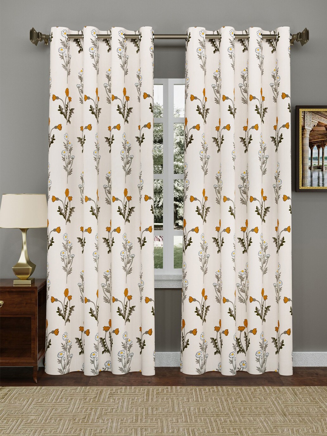 

Gulaab Jaipur Beige & Yellow Set of 2 Floral Door Curtain