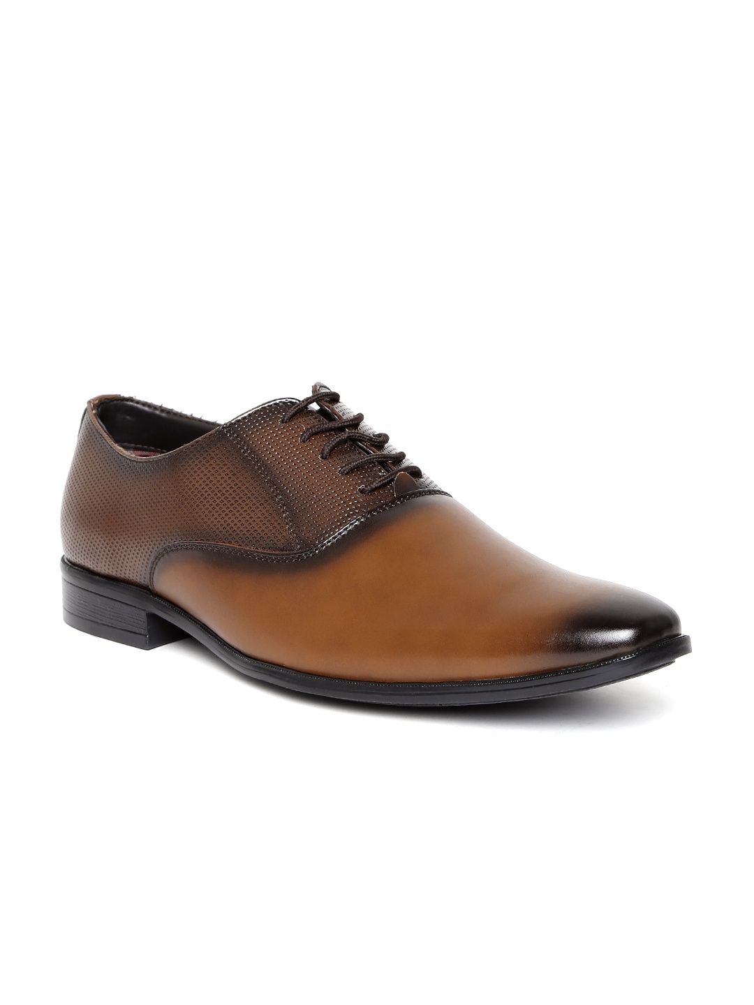 

San Frissco Men Tan Brown Textured Oxfords