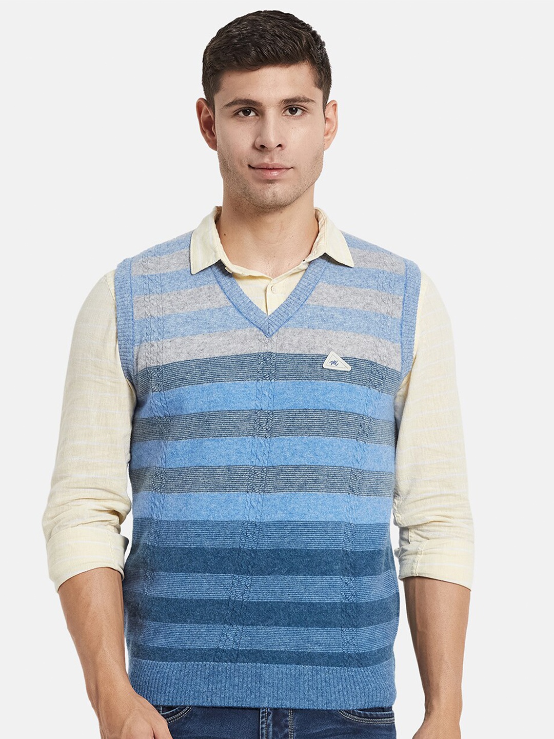 

Monte Carlo Men Blue & Grey Striped Sweater Vest