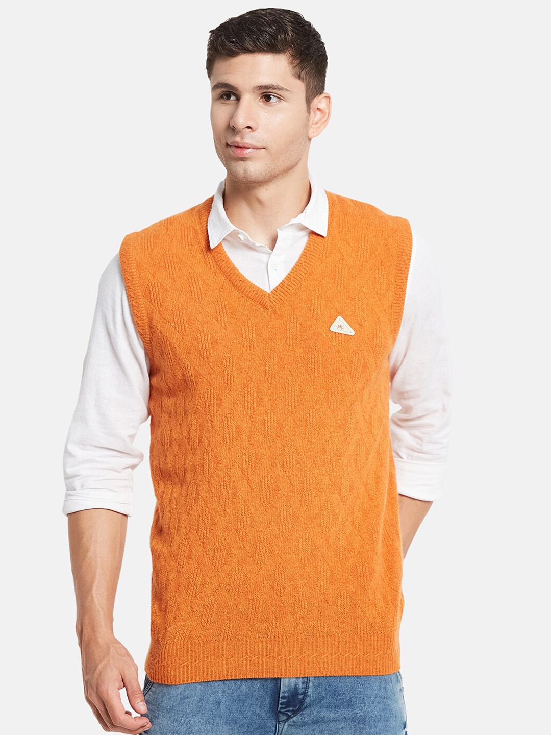 

Monte Carlo Men Orange Ribbed Sweater Vest