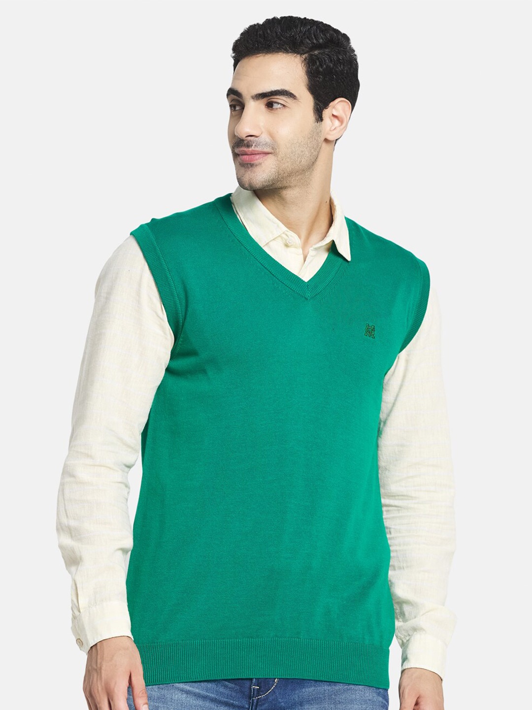 

Monte Carlo Men Sea Green Cotton Sweater Vest