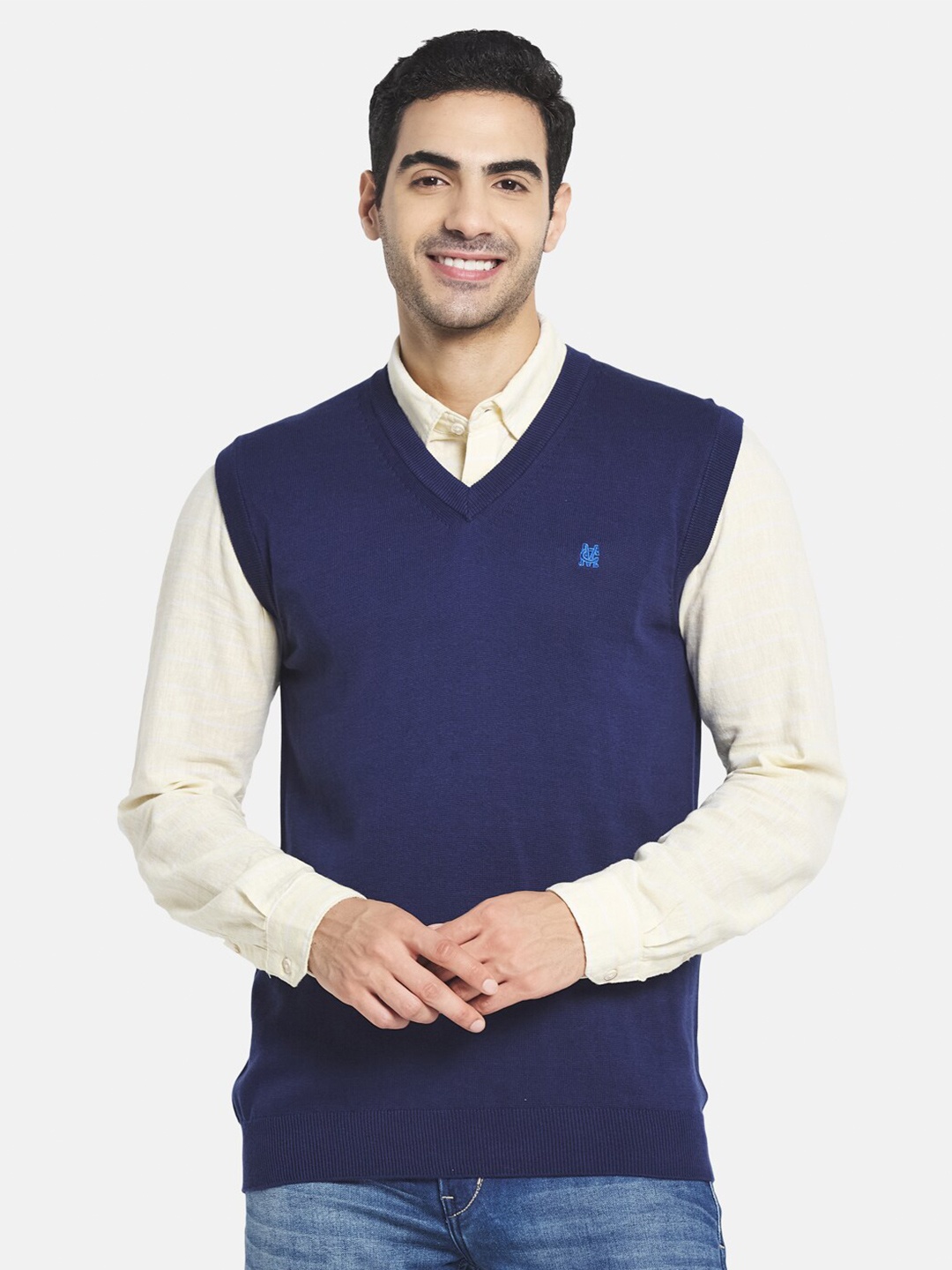 

Monte Carlo Men Blue Cotton Sweater Vest