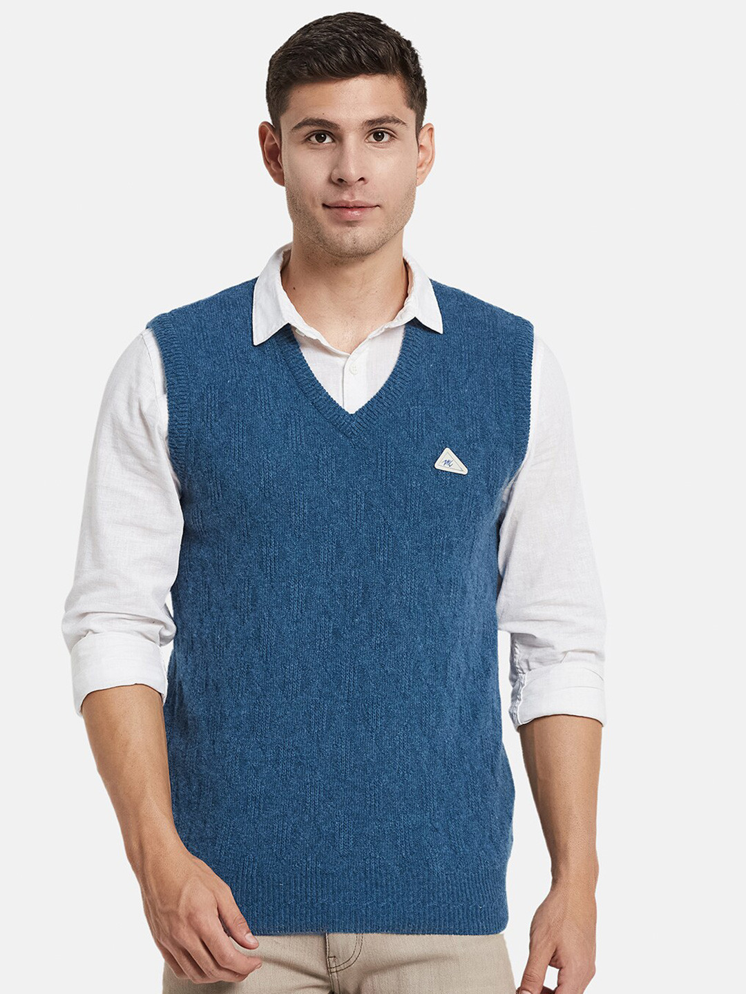 

Monte Carlo Men Blue Cable Knit Woolen Sweater Vest