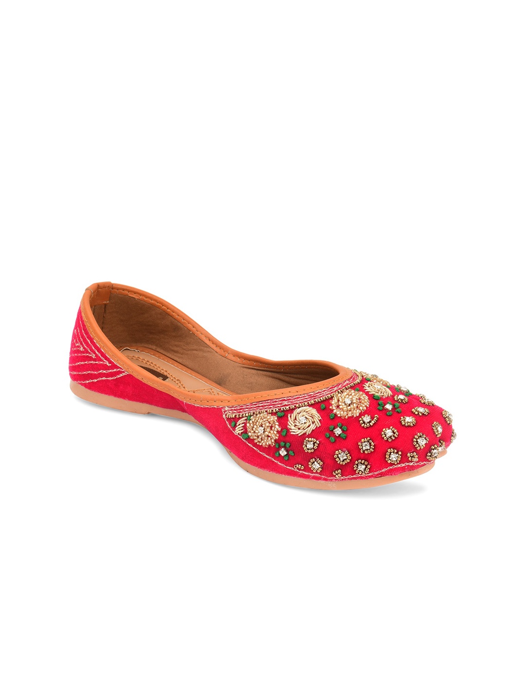 

DESI COLOUR Women Embellished Ethnic Mojaris Flats, Pink