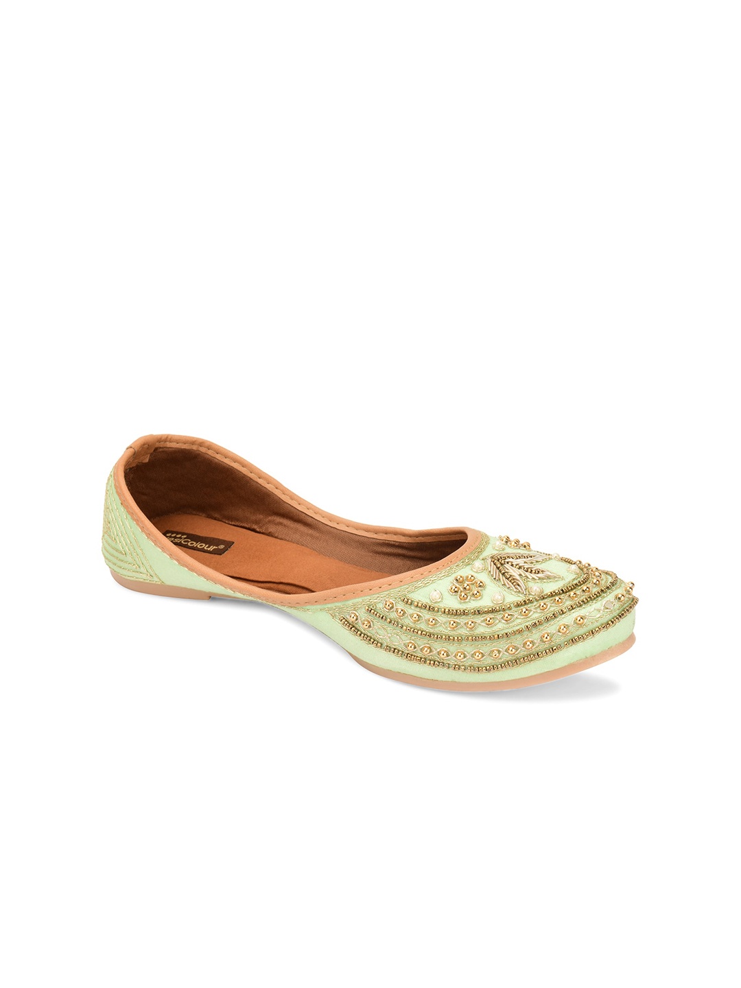 

DESI COLOUR Women Embellished Ethnic Mojaris Flats, Sea green