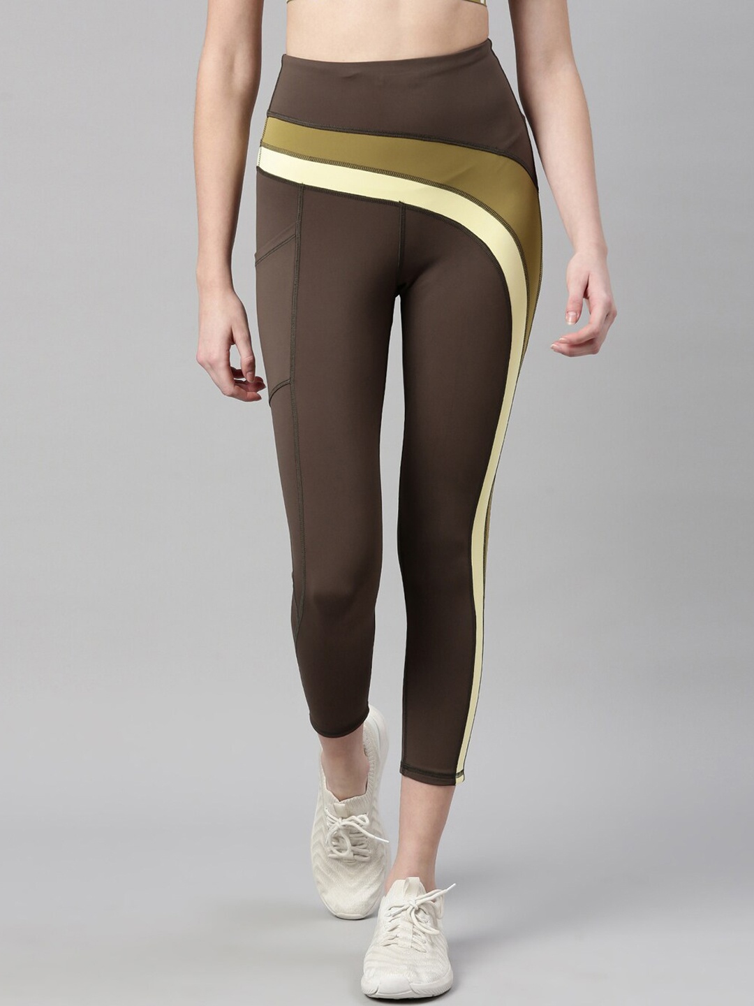 

Enamor Women High Waist Antimicrobial Dry Fit Training or Gym Tights, Olive