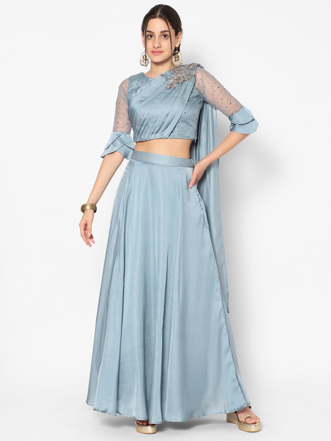 

Kiya Blue Ready to Wear Lehenga & Blouse With Dupatta