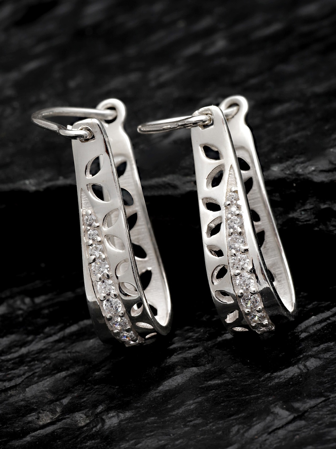 

KUNUZ Silver-Toned Classic Half Hoop Earrings