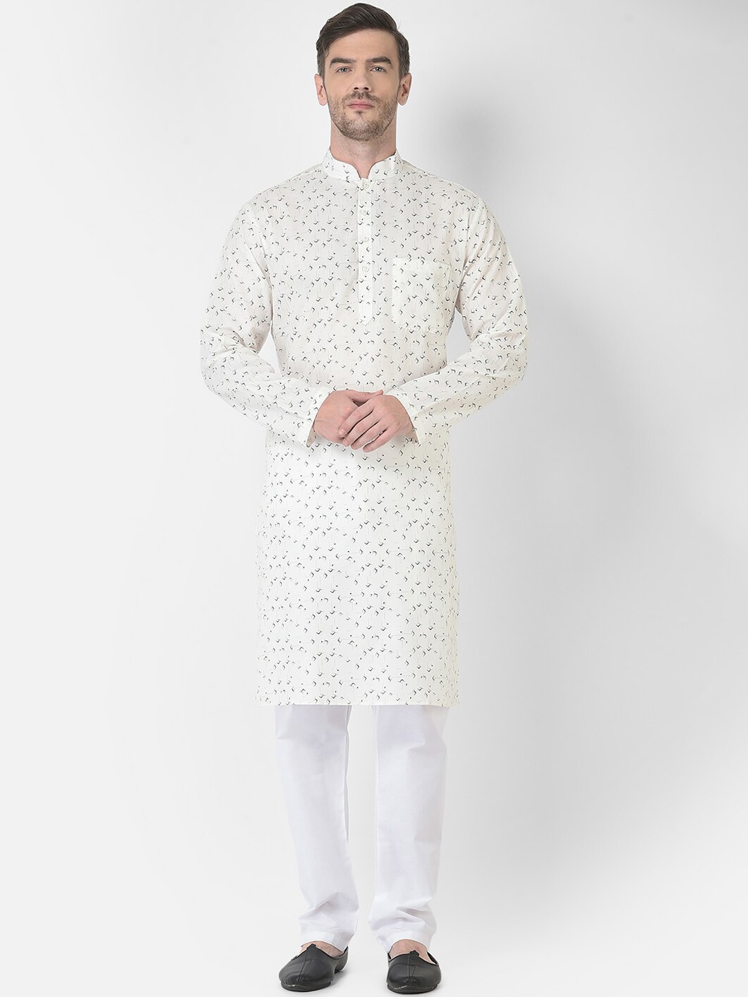 

SG LEMAN Men White Printed Kurta with Trouser