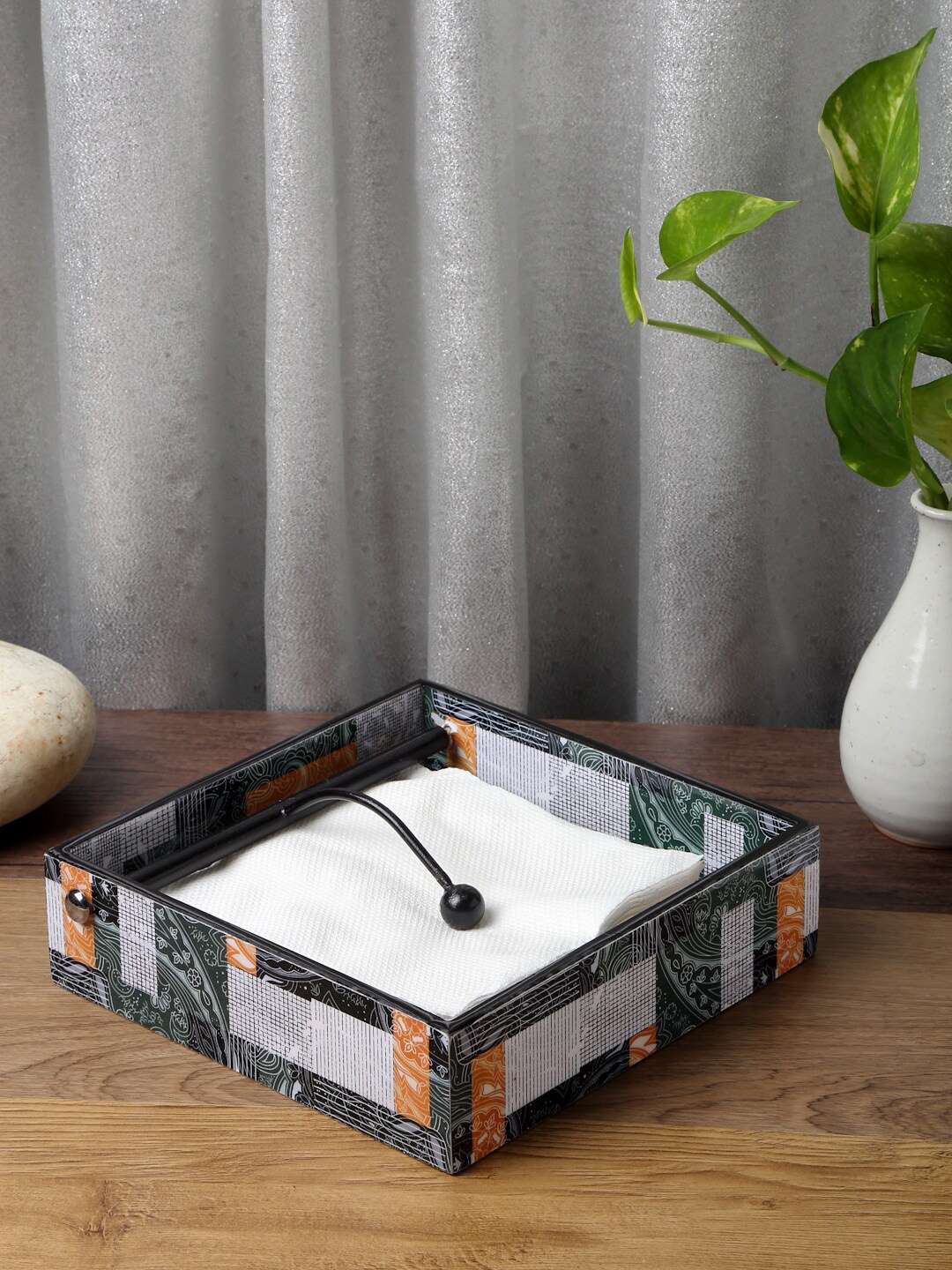 

ROMEE Green & White Printed Tissue Holder