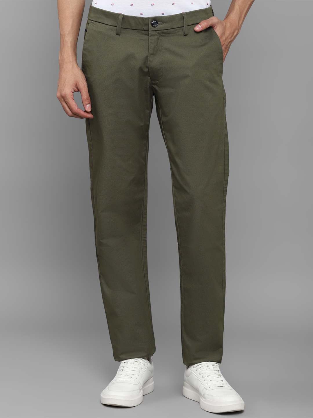 

Allen Solly Men Green Mid-Rise Slim Fit Chinos Trousers