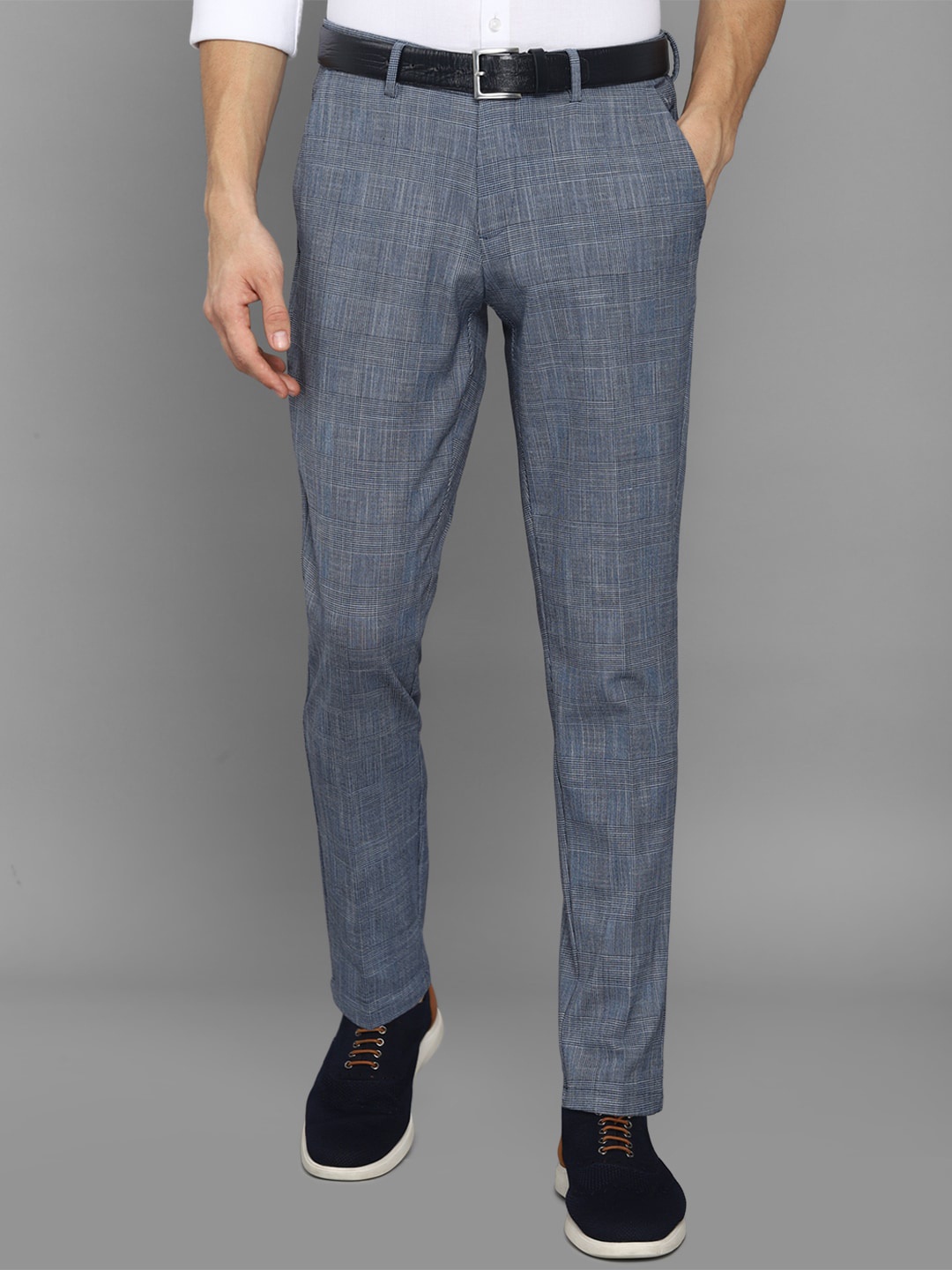 

Allen Solly Men Blue Checked Casual Trousers