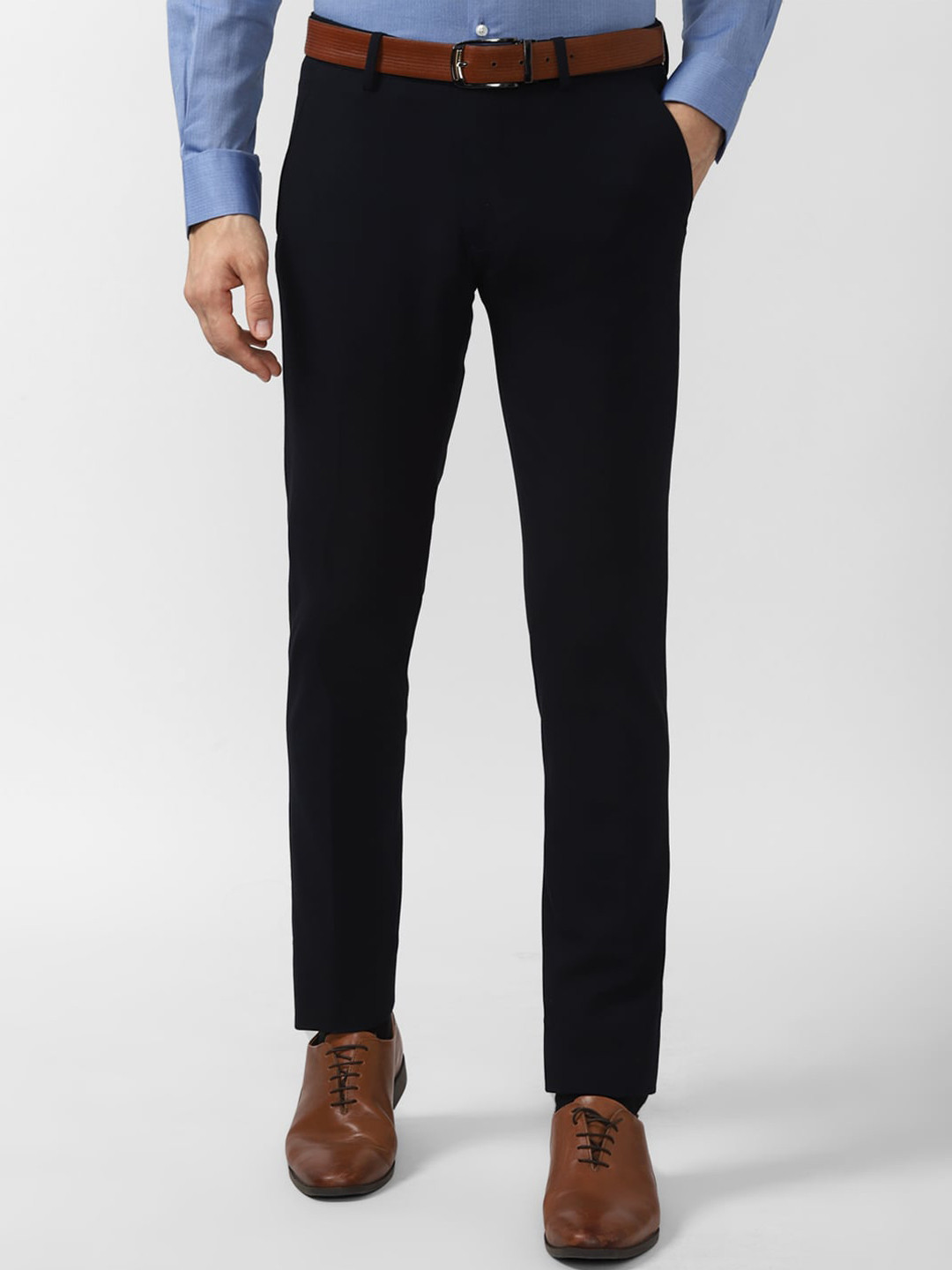 

Peter England Men Black Slim Fit Formal Trousers