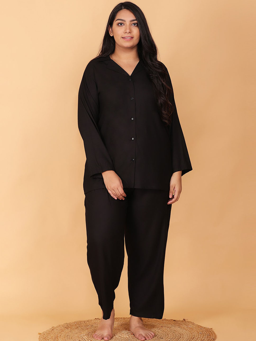

LastInch Women Plus Size Sweet Dreams Night Suit Set, Black
