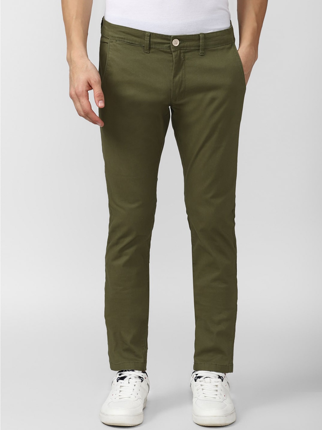 

Peter England Casuals Men Olive Green Casual Trousers