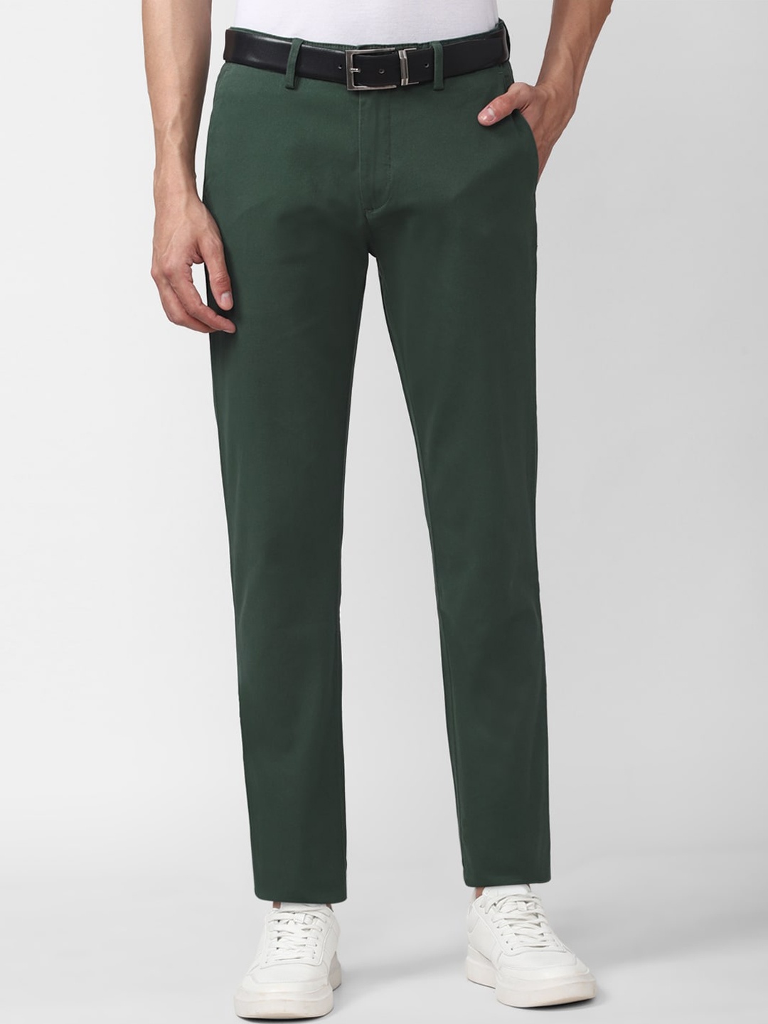 

Peter England Casuals Men Green Slim Fit Casual Trousers