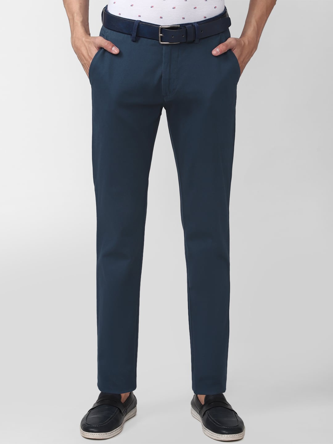 

Peter England Casuals Men Navy Blue Slim Fit Casual Trousers