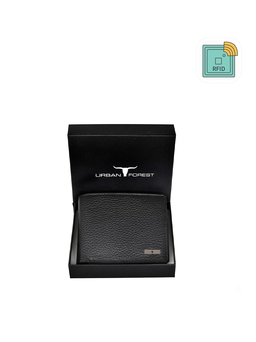 

URBAN FOREST Men Textured Leather Two Fold Wallet, Black