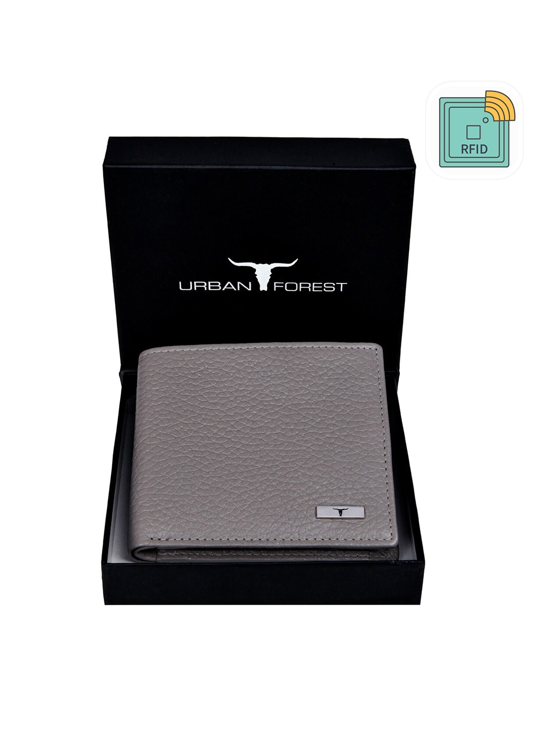 

URBAN FOREST Men Textured Leather Two Fold Wallet, Grey