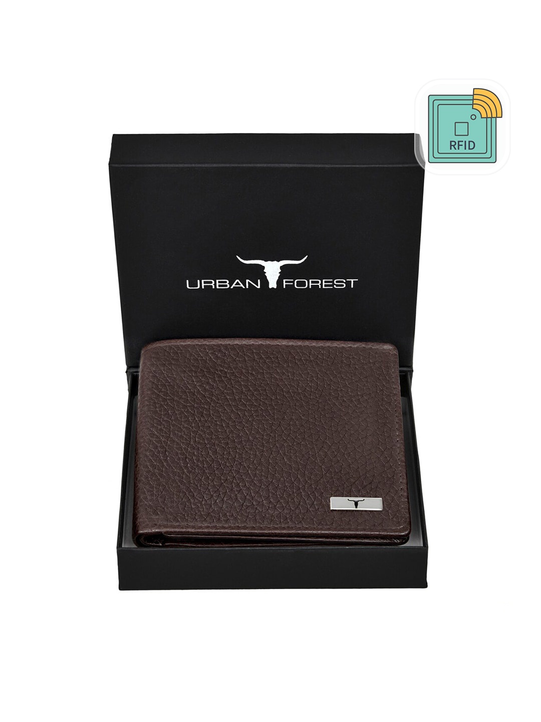 

URBAN FOREST Men Textured Leather Two Fold Wallet, Brown