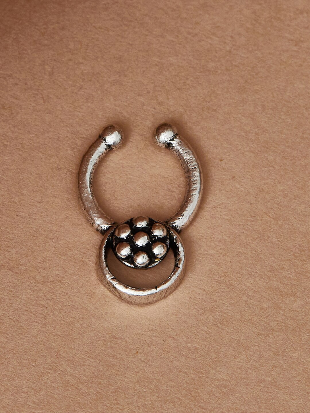

Voylla Oxidised Silver-Plated Nose Septum