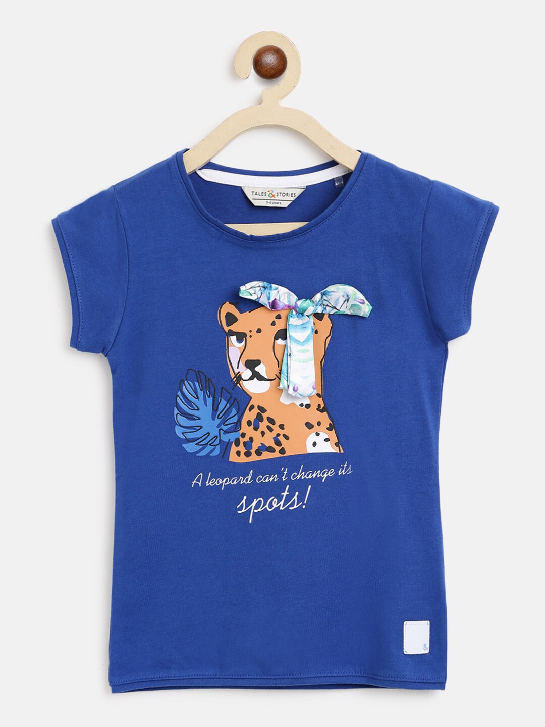 

TALES & STORIES Girls Blue Printed Cotton T-shirt