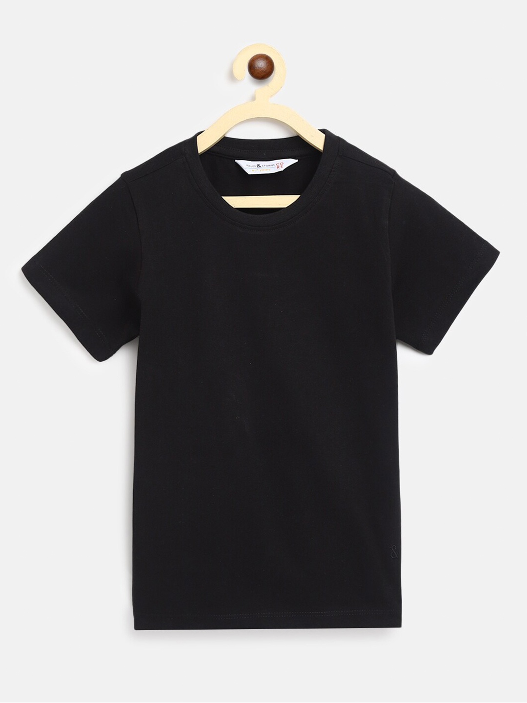 

TALES & STORIES Boys Black Solid Cotton T-shirt