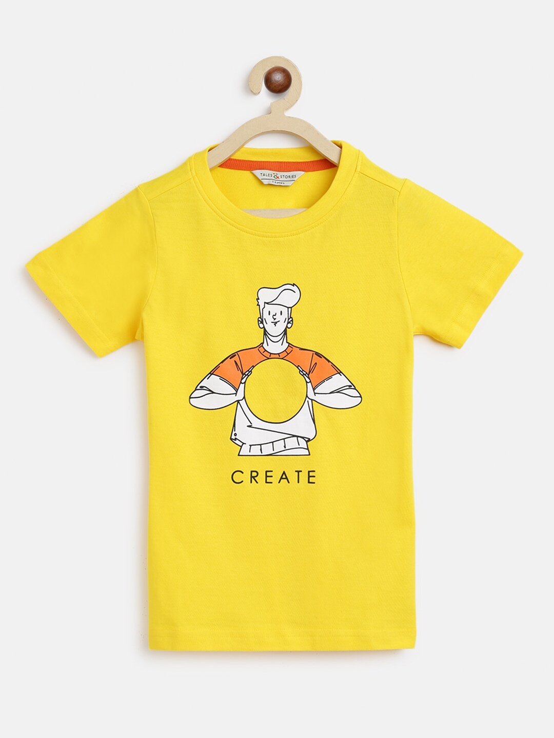 

TALES & STORIES Boys Yellow Printed T-shirt
