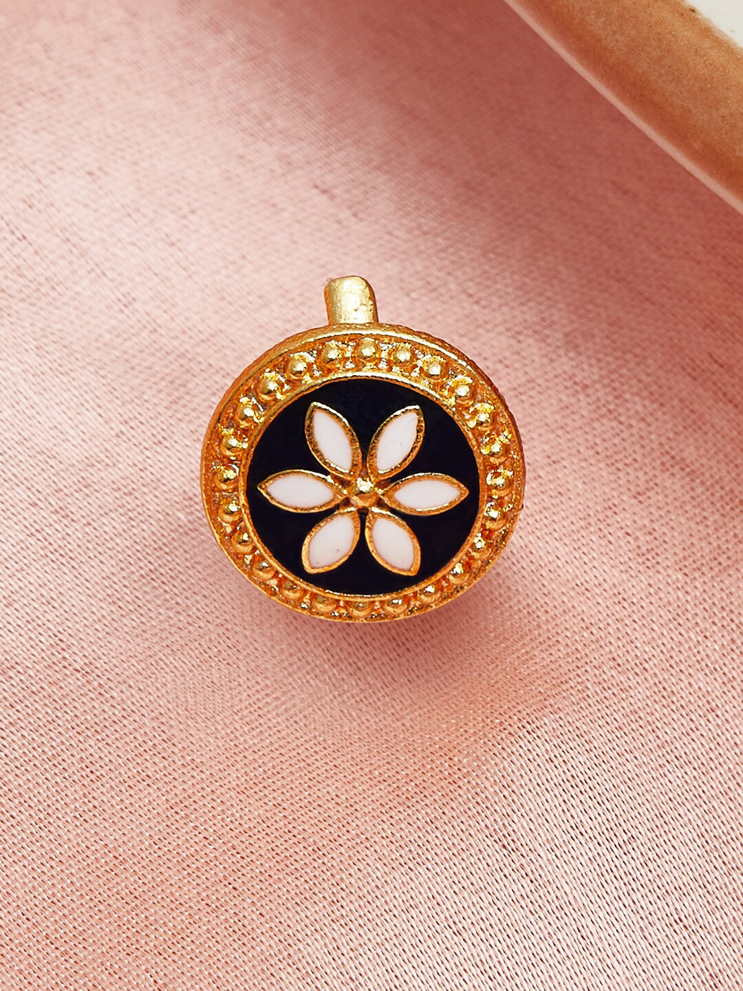 

Voylla Gold-Plated White Stone Studded Floral Theme Nosepin