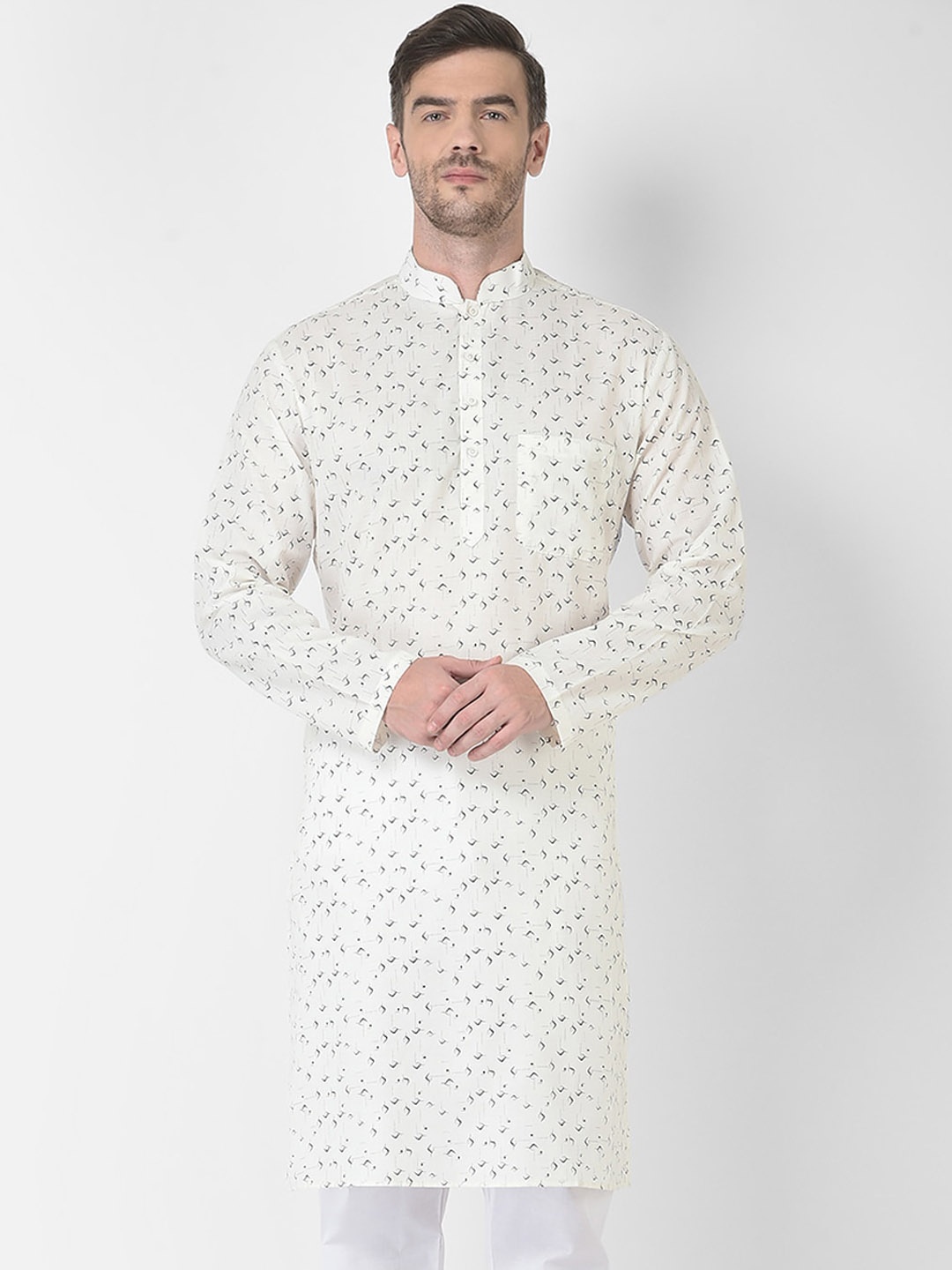 

SG LEMAN Men Off White Abstract Printed Kurta