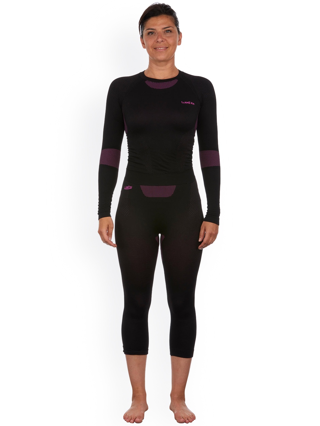 

WEDZE By Decathlon Women Black Solid Thermal Bottoms