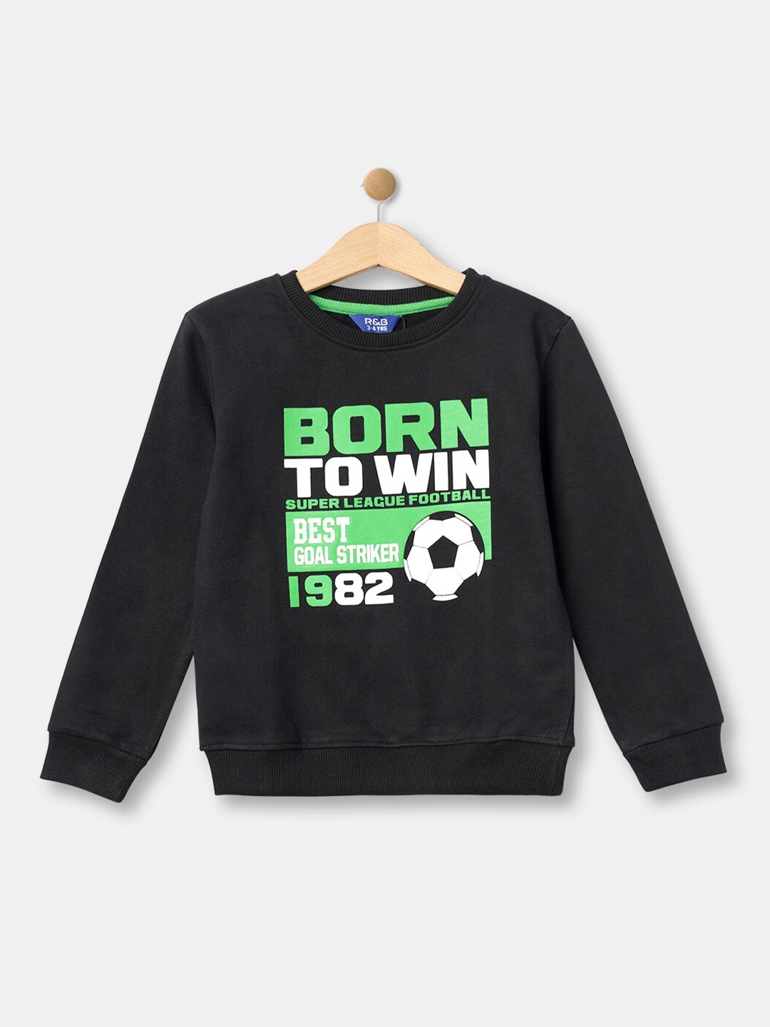 

R&B Boys Black Printed Sweatshirt