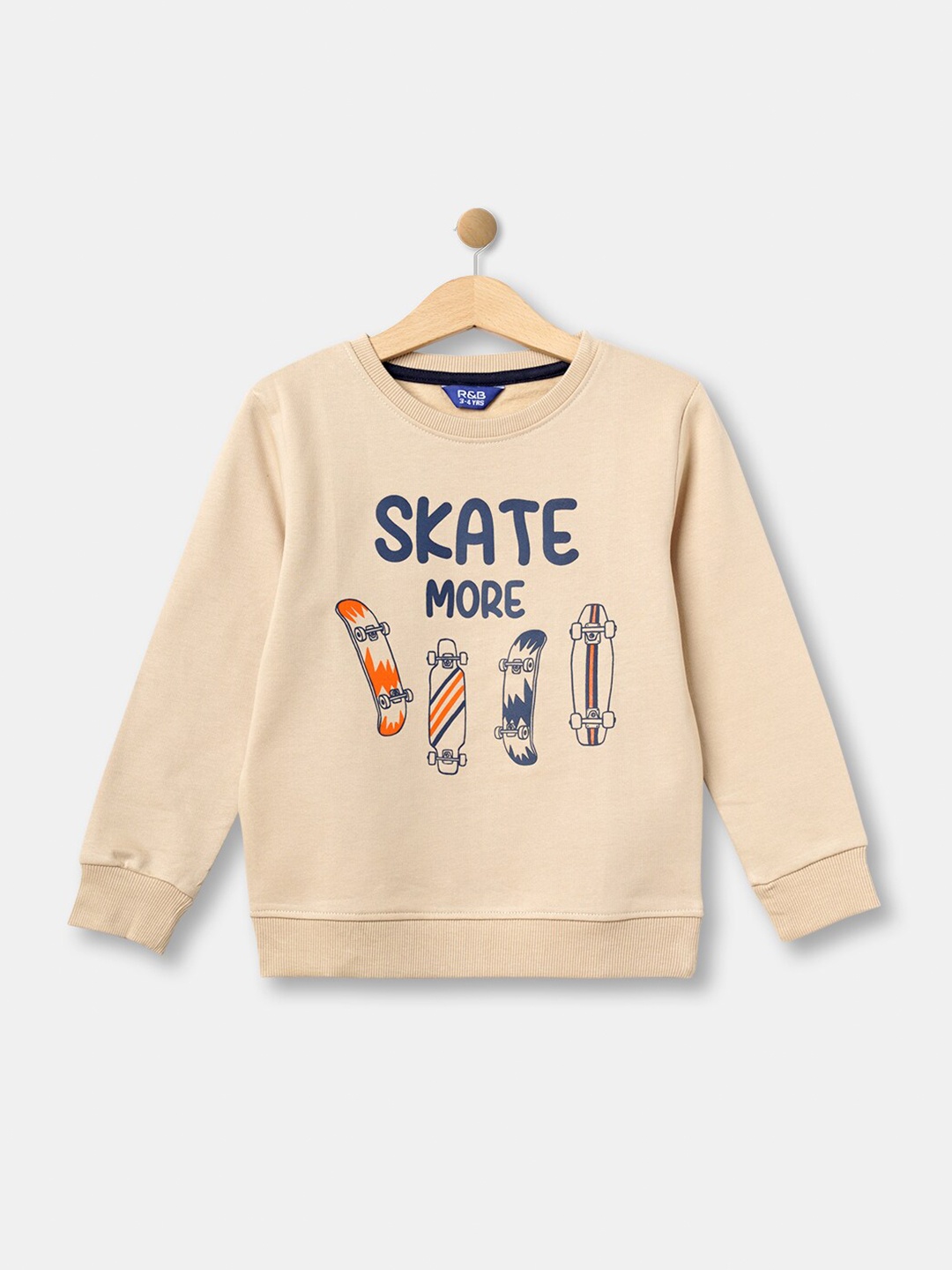 

R&B Boys Beige Printed Sweatshirt
