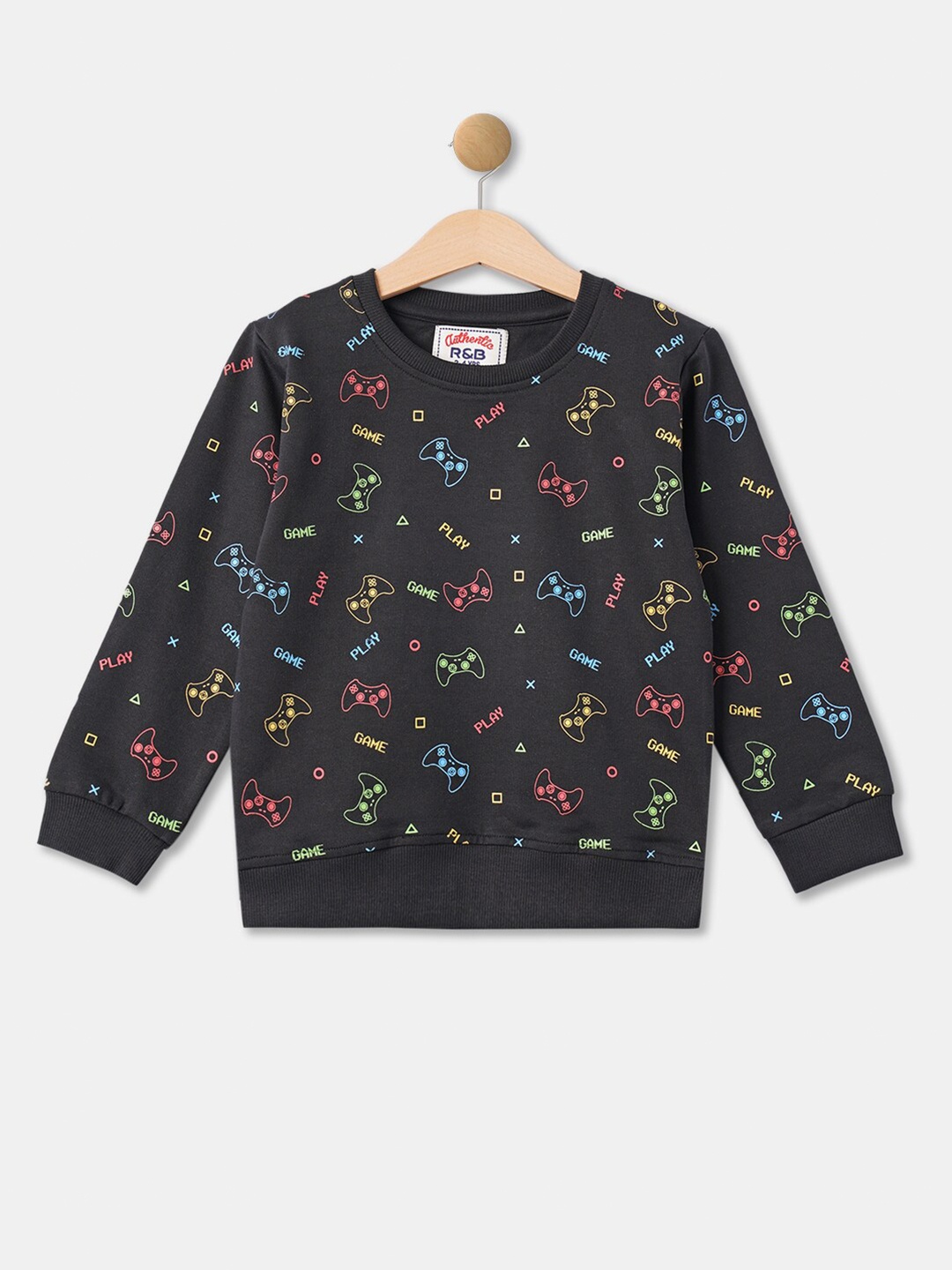 

R&B Boys Black Printed Sweatshirt