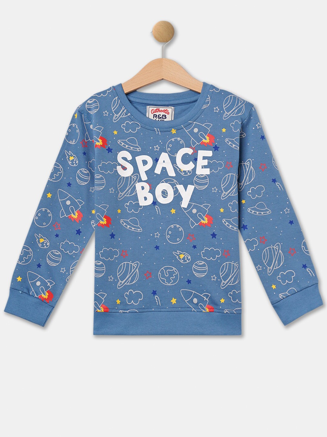 

R&B Boys Blue Printed Sweatshirt