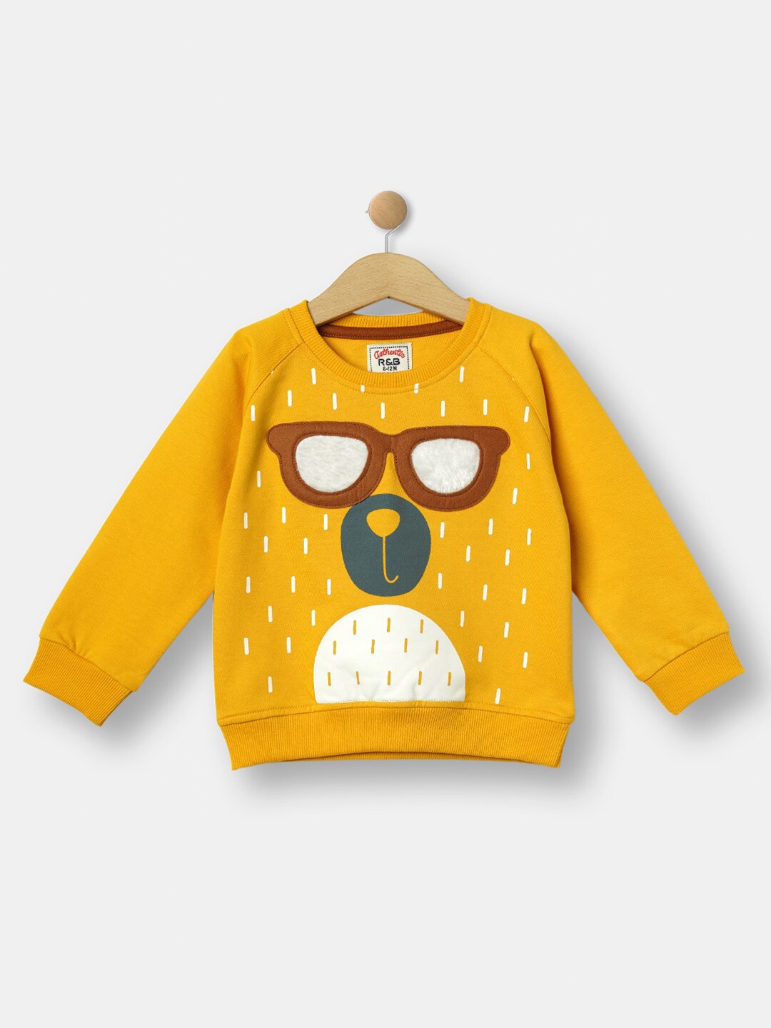 

R&B Boys Mustard Printed Sweatshirt