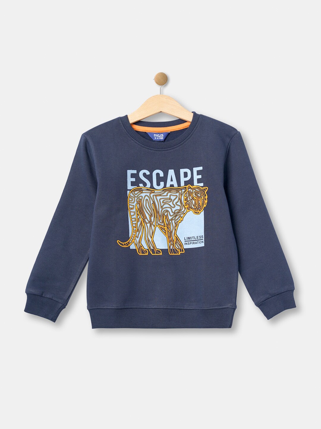 

R&B Boys Navy Blue Printed Sweatshirt