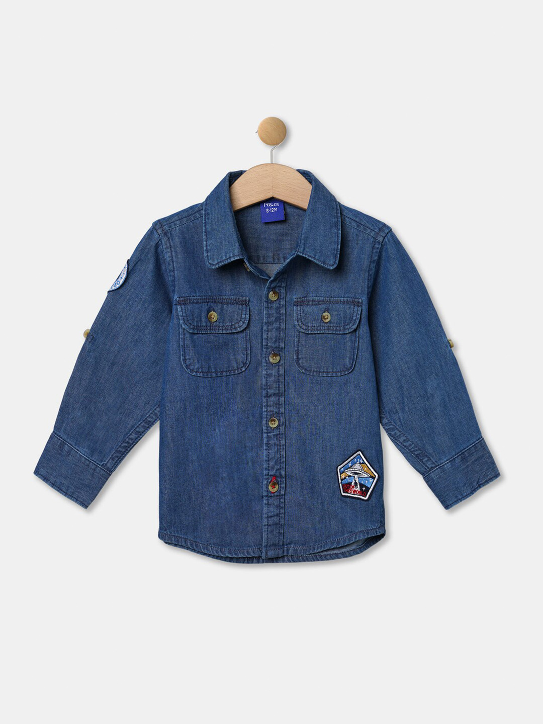 

R&B Boys Blue Solid Cotton Casual Shirt