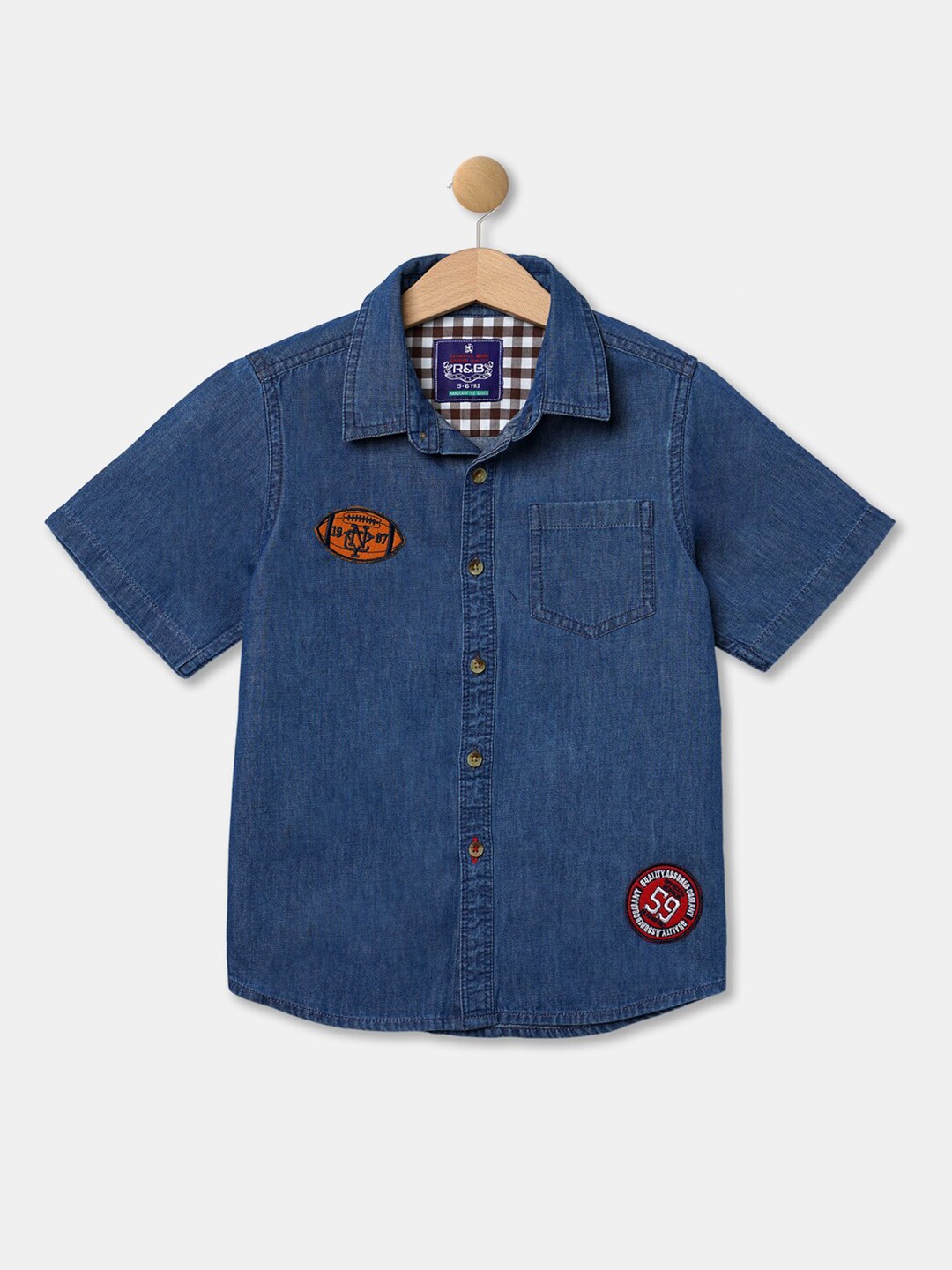 

R&B Boys Blue Solid Cotton Casual Shirt