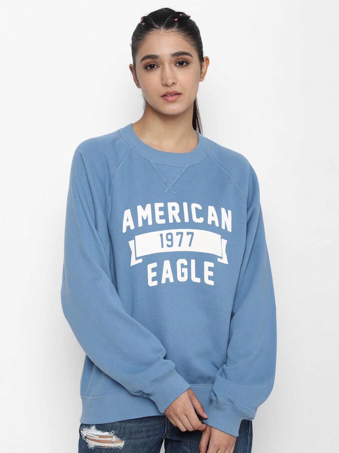 

AMERICAN EAGLE OUTFITTERS Women Blue Sweatshirt