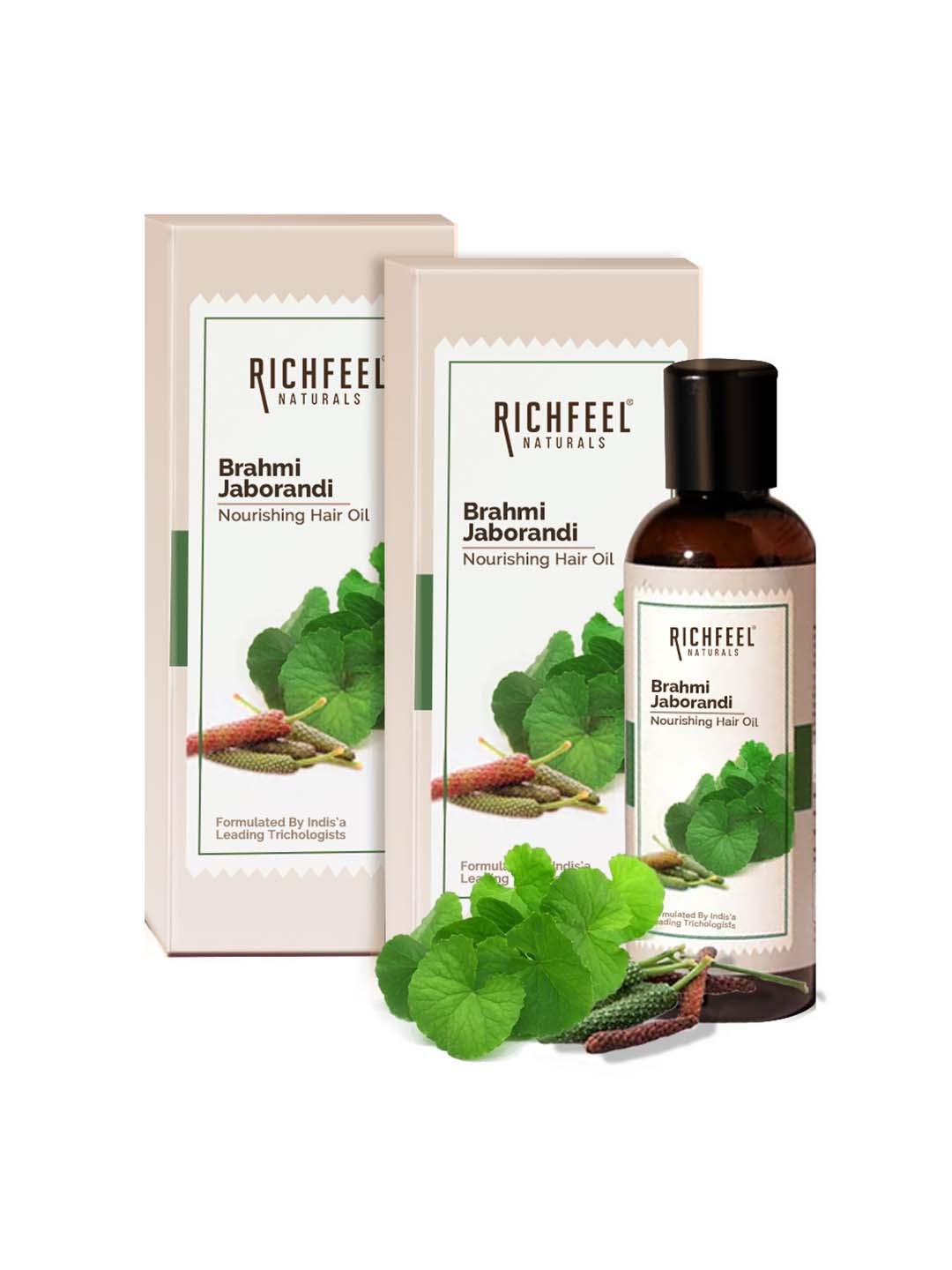 

Richfeel Set of 2 Brahmi Jaborandi Nourishing Hair Oil - 80 ml each, White