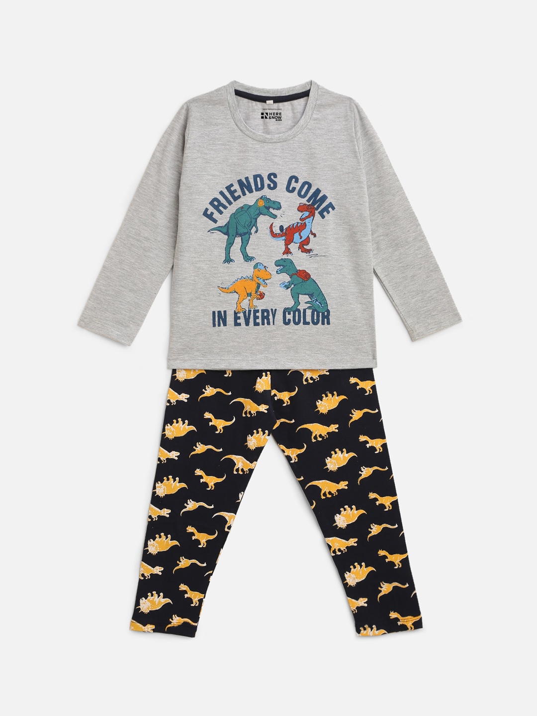 

HERE&NOW Boys Printed Night suit, Grey