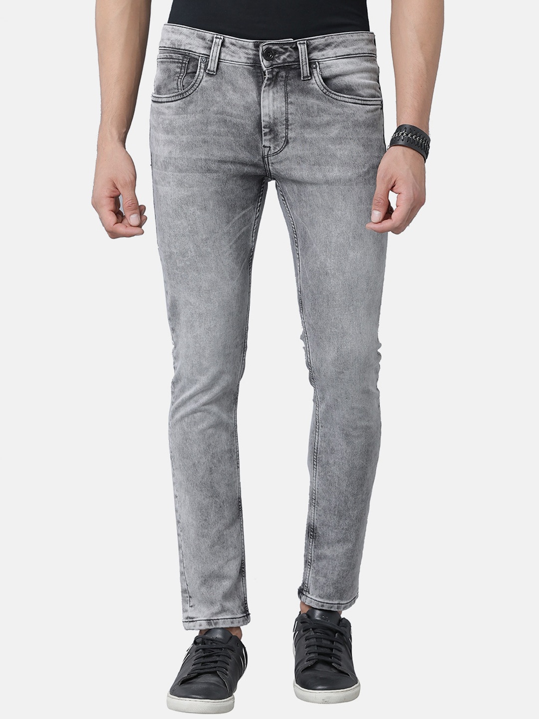 

Voi Jeans Men Grey Skinny Fit Heavy Fade Jeans
