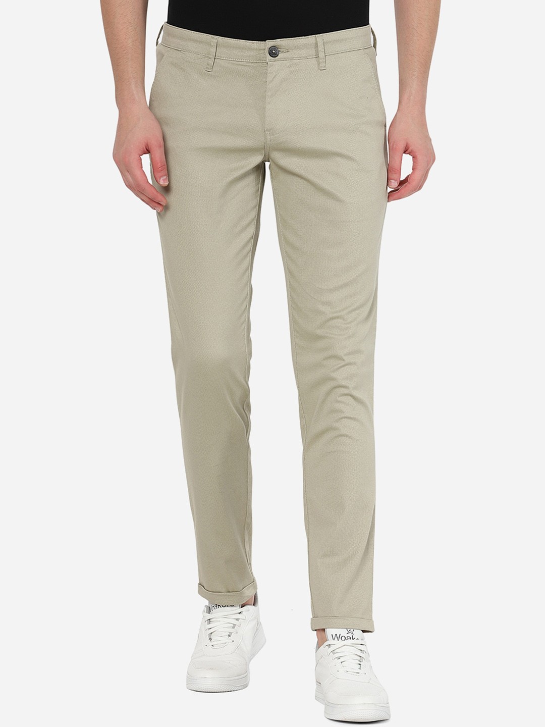 

Greenfibre Men Beige Slim Fit Casual Trousers