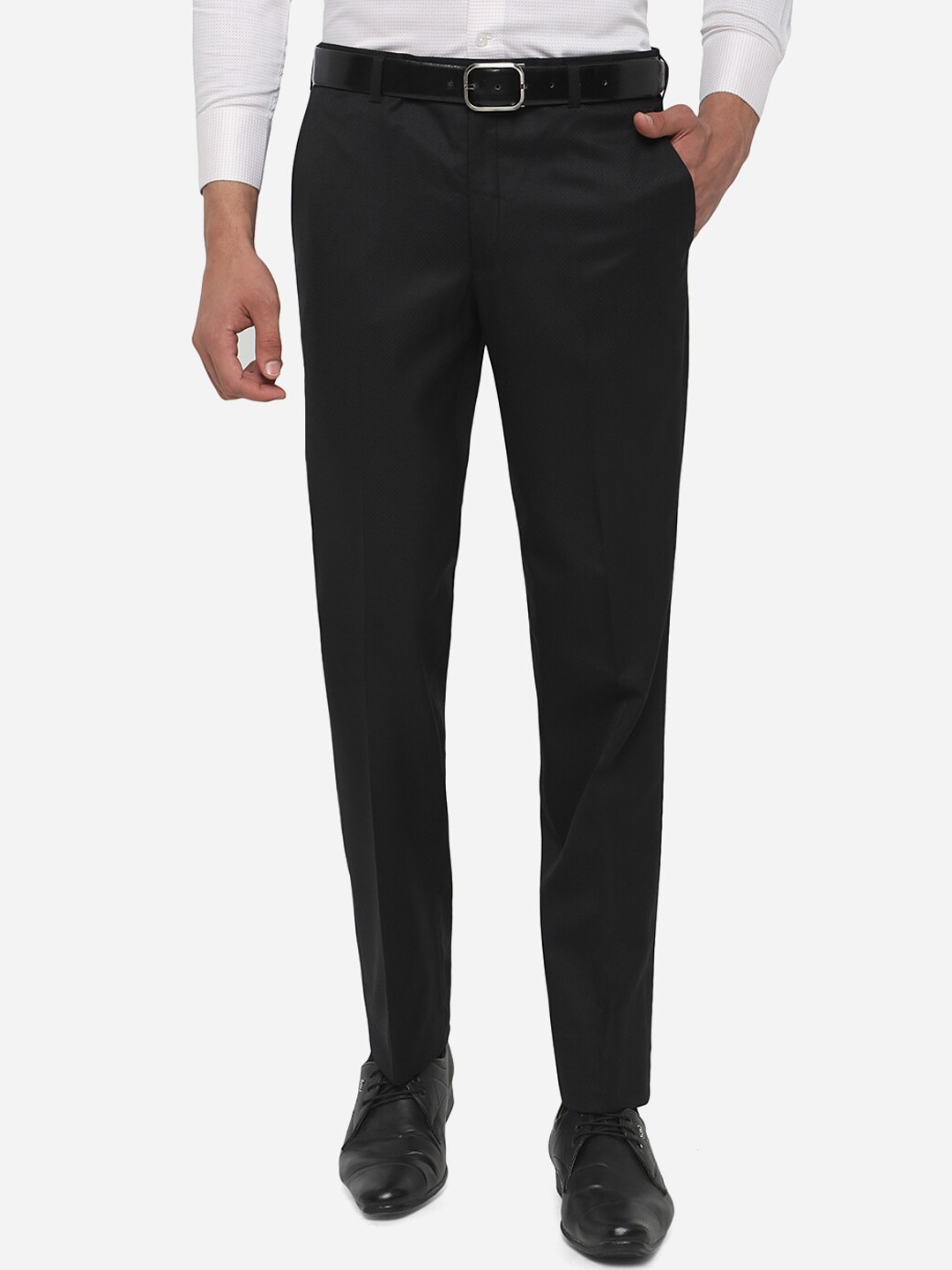 

JADE BLUE Men Black Slim Fit Formal Trouser
