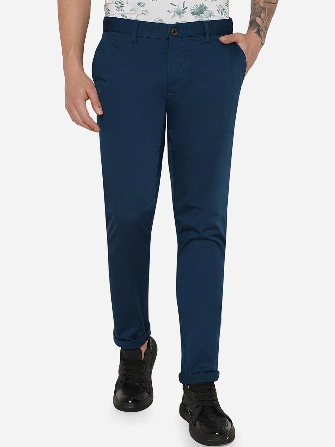 

JADE BLUE Men Blue Slim Fit Casual Trousers