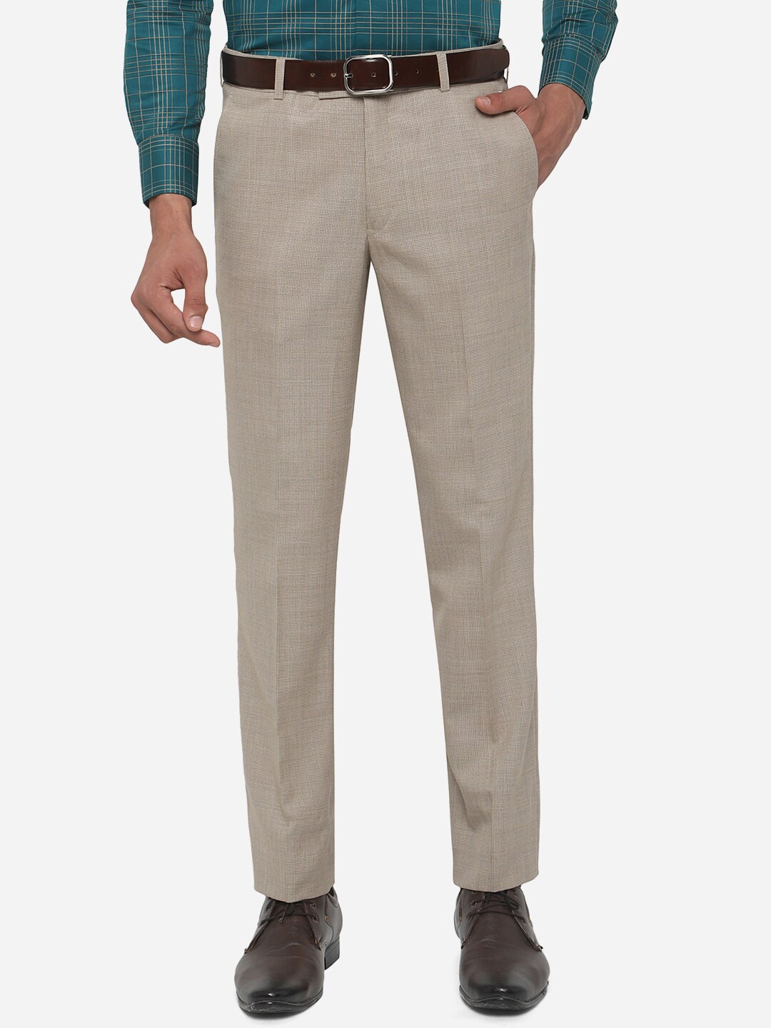 

JADE BLUE Men Khaki Slim Fit Formal Trouser