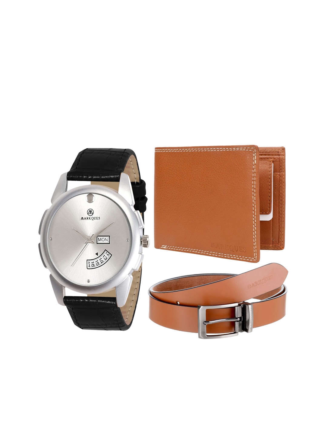 

MARKQUES Men Black & Brown Solid Accessory Gift Set